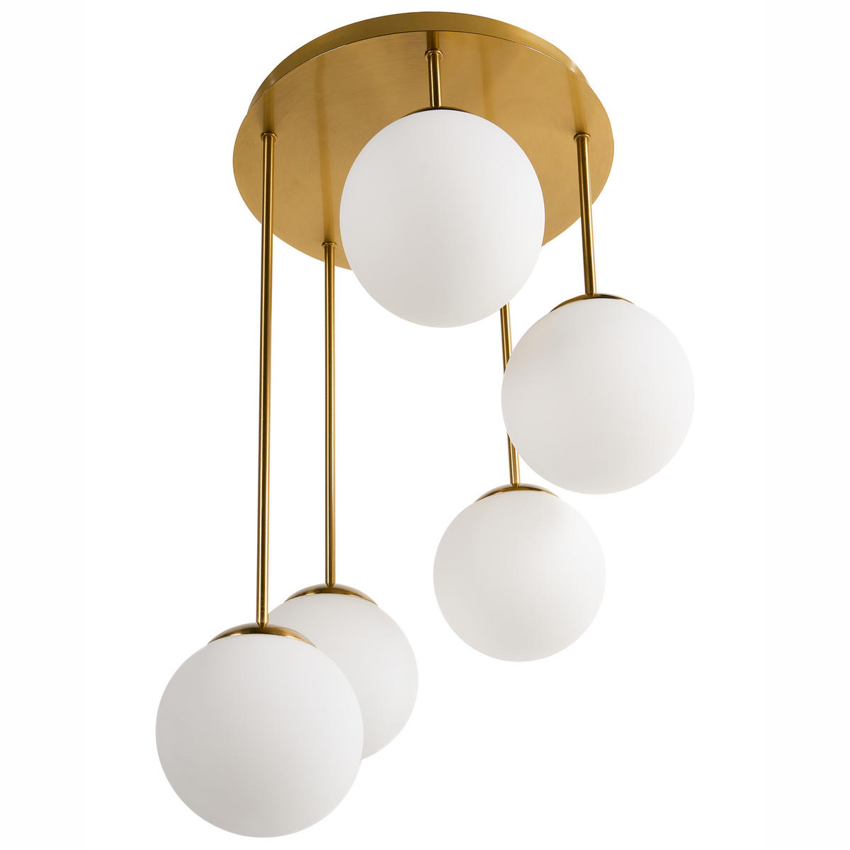 HÄNGELEUCHTE Messing Riana - Messingfarben/Weiß, Metall (42/42/61cm) - Beliani