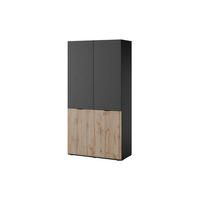 KLEIDERSCHRANK ZEN (Modular, Schwarz, Wotan Eiche Rillenfront, 2-türig) - Eiche Wotan/Schwarz, Holz/Holzwerkstoff (101/200/51cm) - Ravio
