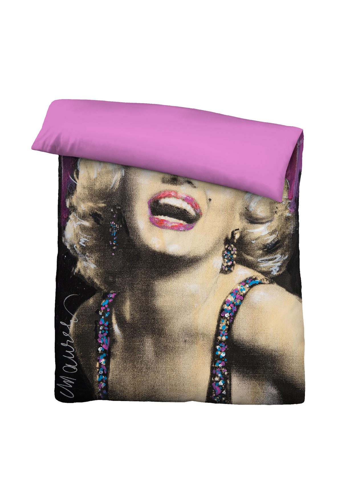 BETTWÄSCHE-GARNITUR Mikrofaser Marilyn Monroe Pink natur, 135x200 cm + 80x80 cm - Naturfarben, Textil (135/200cm) - SID Maurer