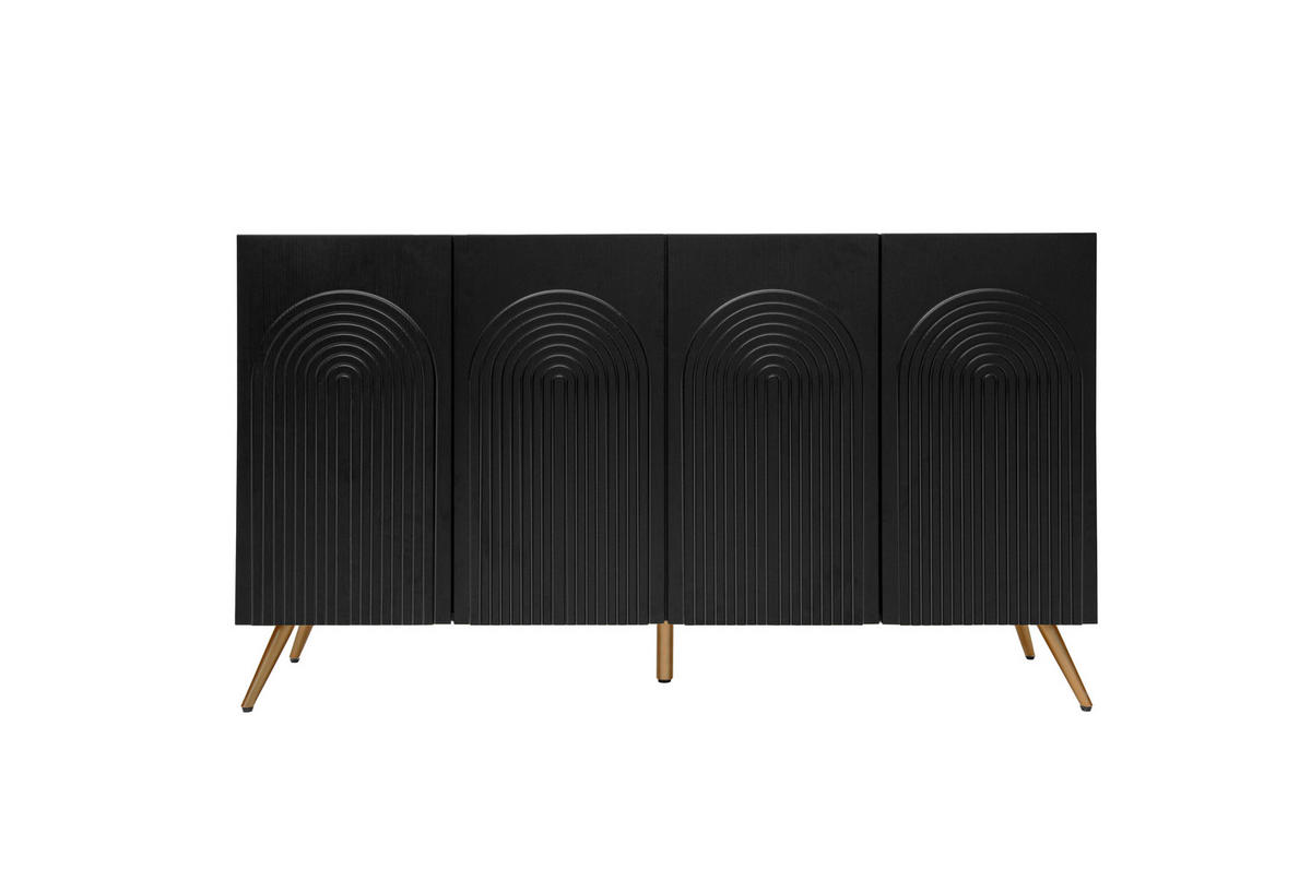 SIDEBOARD 150/38/83 cm schwarz aus Holzwerkstoff mit verstellbaren Einlegeböden - Schwarz, Holzwerkstoff (150/83/38cm) - OKWISH