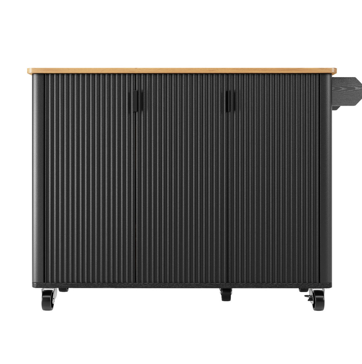 KÜCHENINSEL aus MDF 130x45(75)x92 cm Schwarz mit klappbarer Arbeitsplatte, 5 Rollen und verstellbaren Einlegeböden - Schwarz, Holzwerkstoff (130/92/45cm) - Modfu