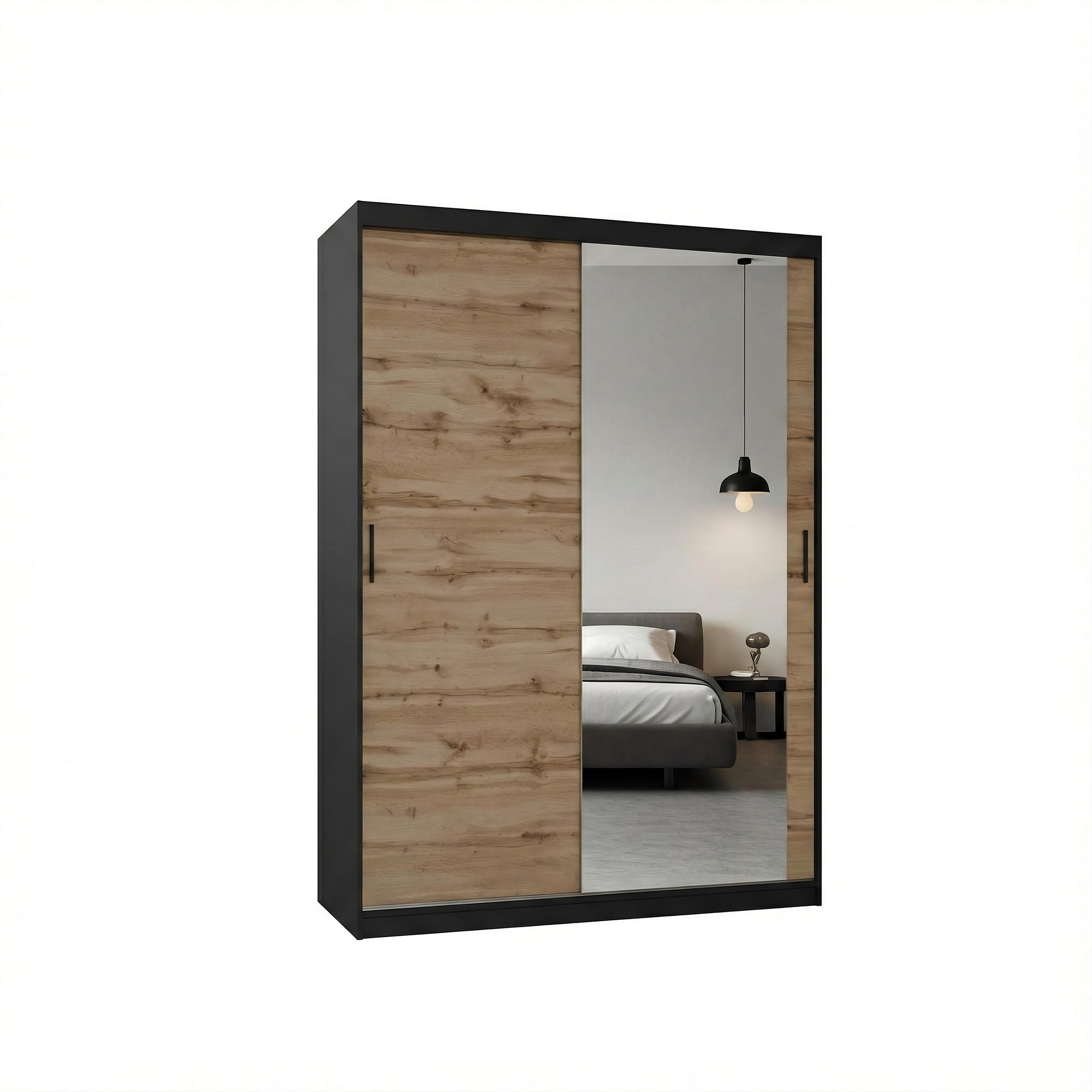 SCHWEBETÜRENSCHRANK Mirano Eiche Wotan 150 cm - Eiche Wotan, Holzwerkstoff (150/215/60cm) - Ravio