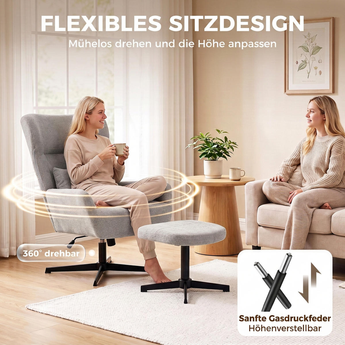SESSEL Grau 71.0/88.0/104.0cm - Grau, Textil (88/104/71cm)