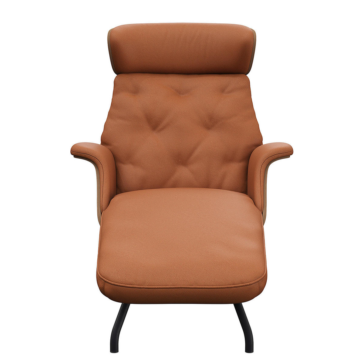 RELAXLIEGE - Echtleder - Kastanienfarben/Schwarz, Leder/Metall (83/103/147cm) - home24