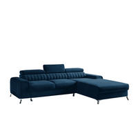 ECKSOFA mit Schlaffunktion und Bettkasten - Chromfarben/Dunkelblau, Textil/Metall (205/278cm) - Eltap