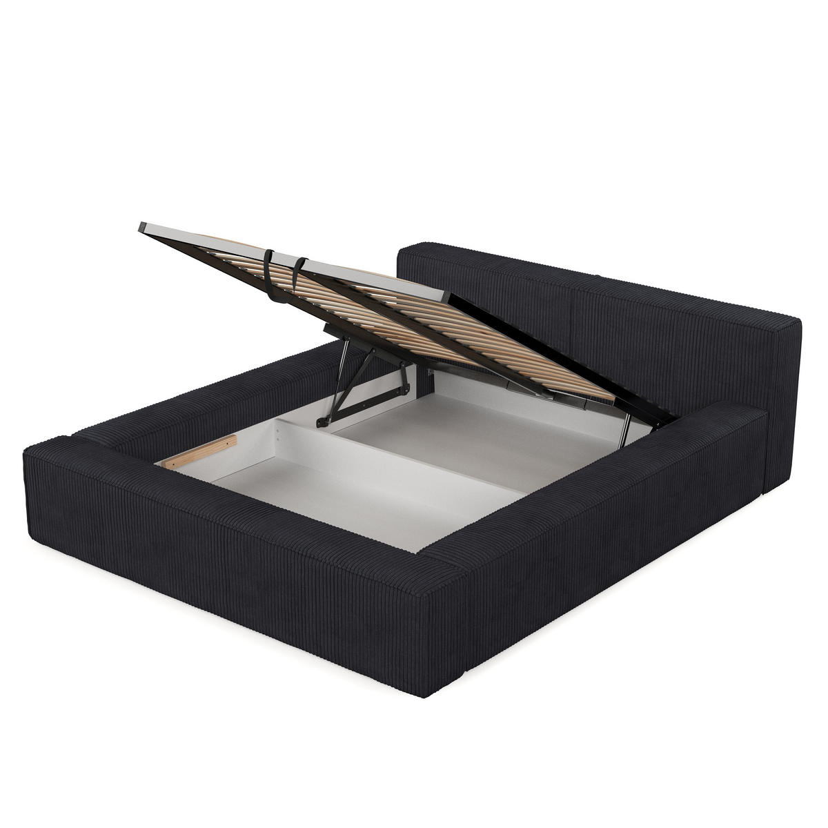 POLSTERBETT Casto mit Stauraum 180/200 cm Anthrazit im Poso Stoff - Anthrazit/Schwarz, Holz/Holzwerkstoff (180/200cm) - AltaBeds