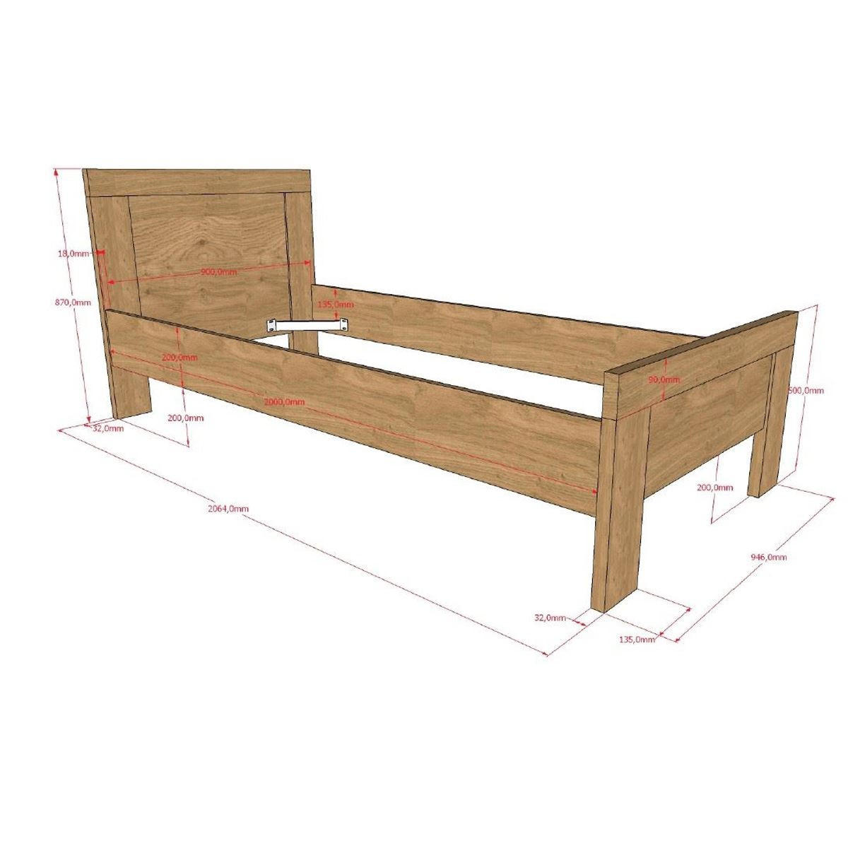 EINZELBETT 90x200 Keelia Eiche Melamin Schublade - Eichefarben, Kunststoff (90/200cm) - 58aufmkessel