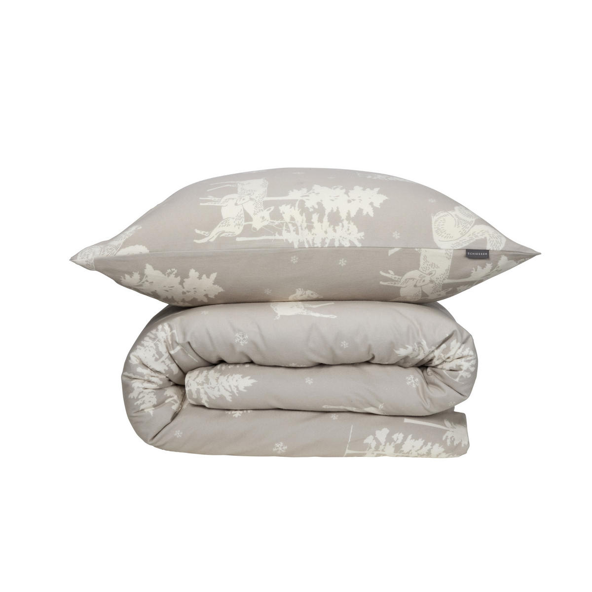 BETTWÄSCHESET Nordic - Feinbiber - 2-teilig - 135 x 200 cm - Greige - Greige, Textil (135/200cm) - SCHIESSER