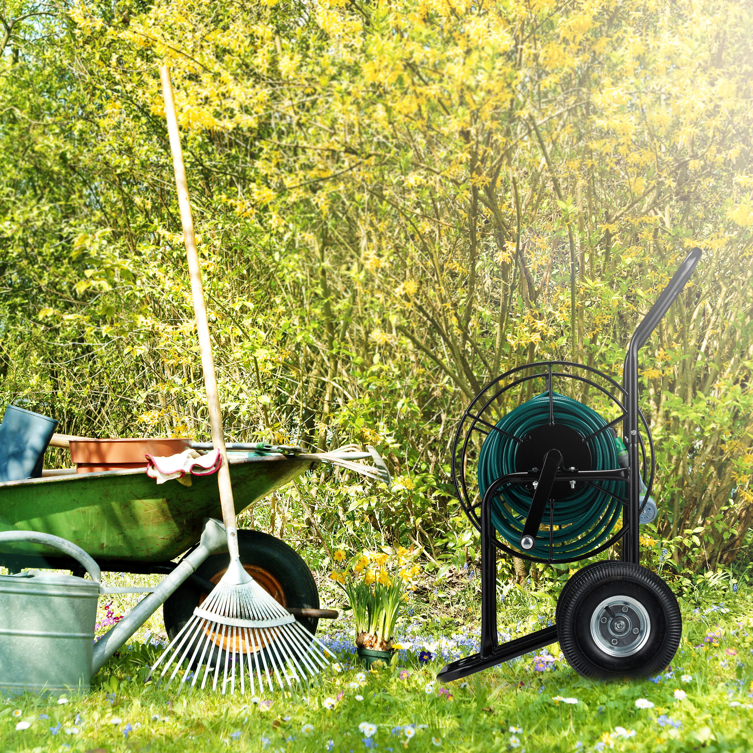 SCHLAUCHWAGEN - Schwarz, Kunststoff/Metall (66/94/52cm) - Relaxdays