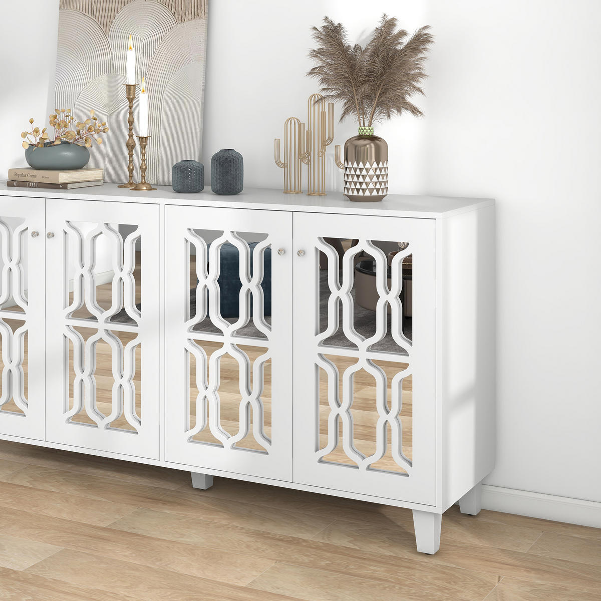 SIDEBOARD Weiß 160/40/84 cm - Weiß, Holz (160/84/40cm) - Urban Meuble