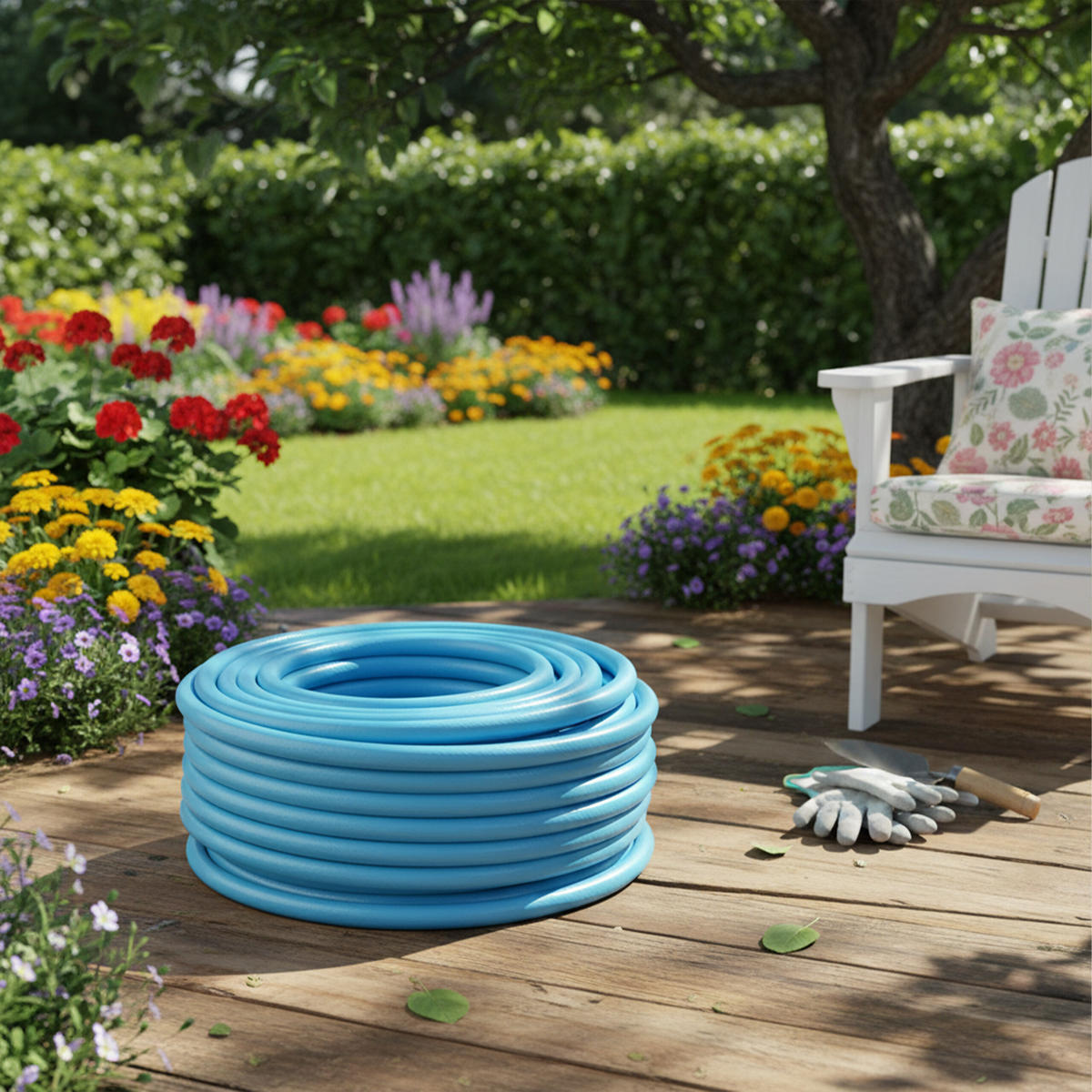 GARTENSCHLAUCH - Hellblau, Kunststoff (5000cm) - Relaxdays