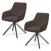 DREHSTUHL Clyde mit Armlehne cord braun (2er-Set) - Braun, Textil (57/85/61cm) - Juskys