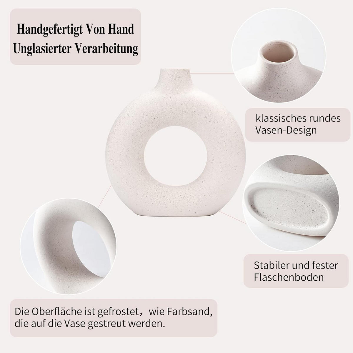 VASE 18 x 19,3 cm Keramik - Beige, Keramik (19.3cm) - LIBRATON