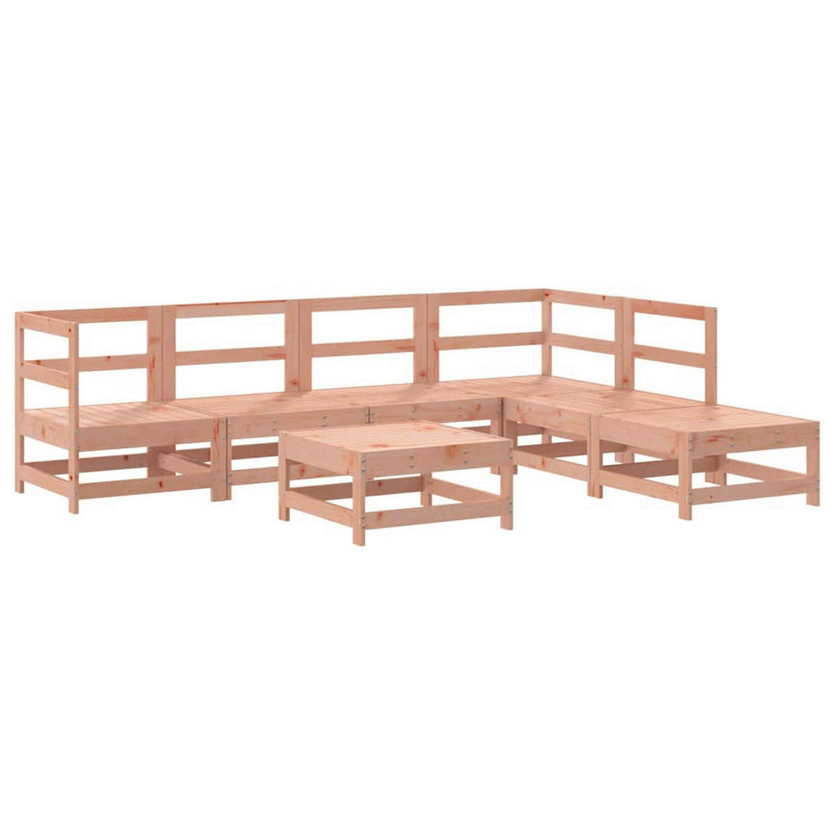 GARTEN-LOUNGE-SET 7-teilig Mit Kissen Massivholz Douglasie - Braun, Holz - vidaXL