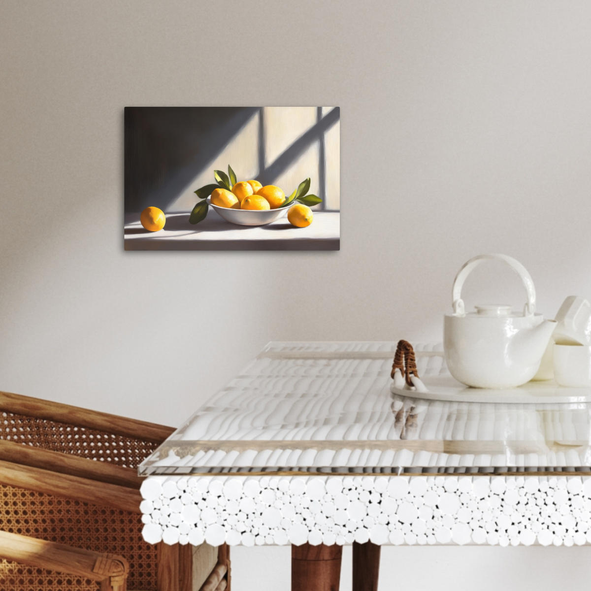 LEINWANDBILD Zitronen - Stilleben - Gelb 30x20 cm - Gelb, Textil (30/20cm) - MuchoWow