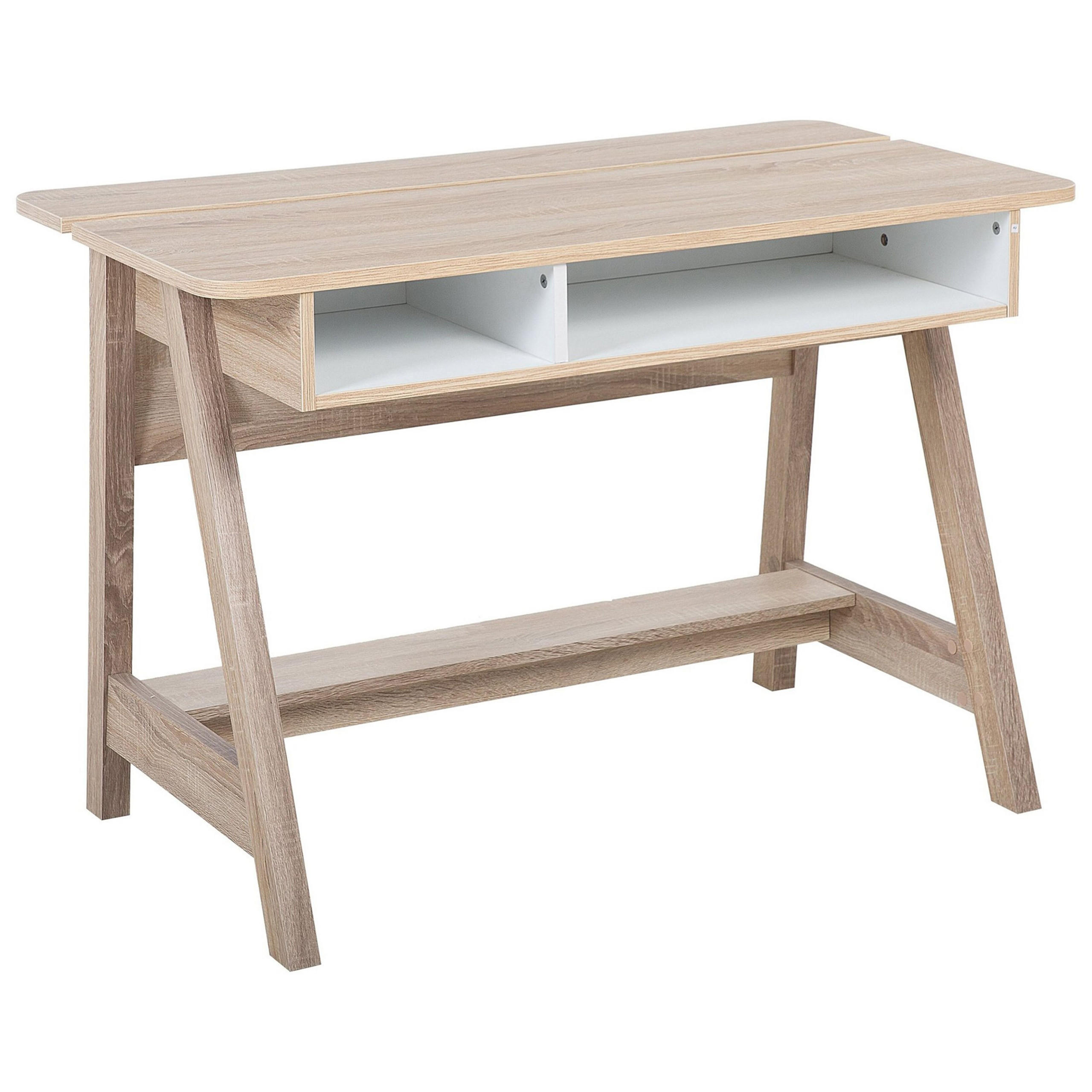 SCHREIBTISCH heller Holzfarbton/weiß 110/60/75 cm Jackson - Weiß, Holzwerkstoff (60/110/75cm) - Beliani