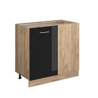 ECKUNTERSCHRANK R-Line Schwarz Hochglanz 86 cm ohne AP - Honigeiche/Schwarz Hochglanz, Holzwerkstoff (86/81.6/46cm) - Vicco