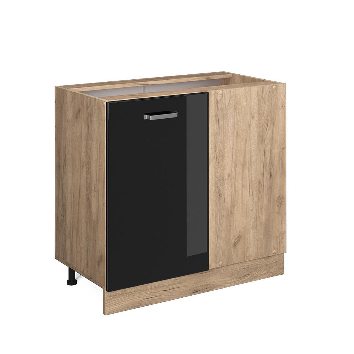 ECKUNTERSCHRANK R-Line Schwarz Hochglanz 86 cm ohne AP - Honigeiche/Schwarz Hochglanz, Holzwerkstoff (86/81.6/46cm) - Vicco