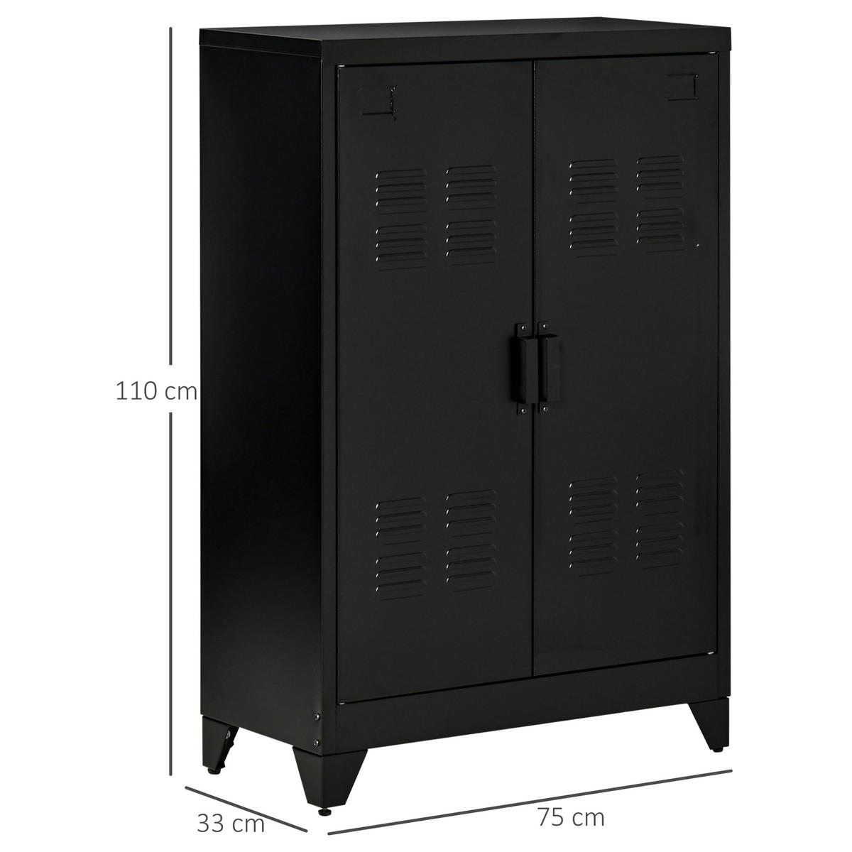 SIDEBOARD, Aktenschrank, Schwarz - Schwarz, Metall (33/110/75cm) - HOMCOM