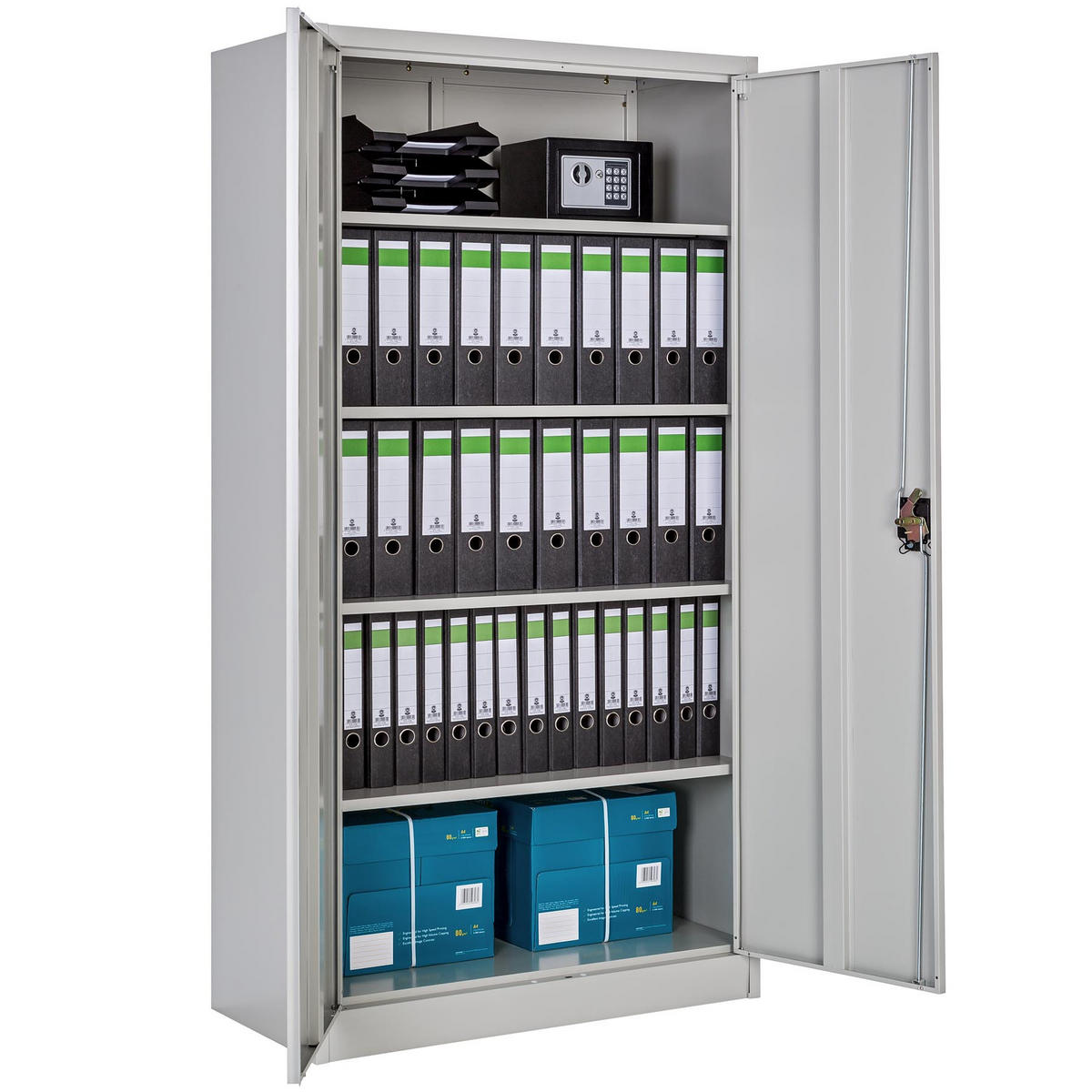 AKTENSCHRANK 2er Set, 180 x 90 x 40 cm,grau - Grau, Metall (90/180/40cm) - tectake