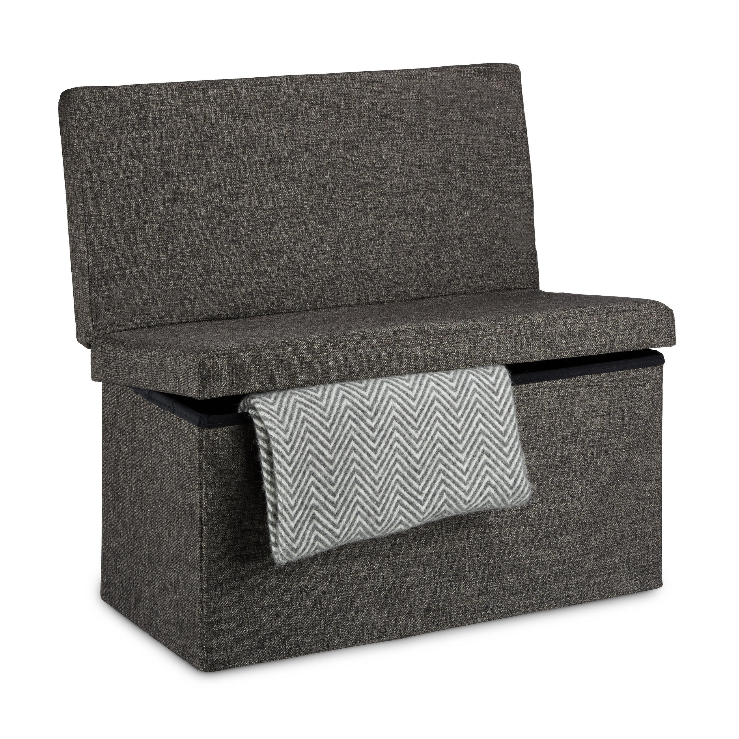 FALTBARER Sitzhocker - Braun, Holzwerkstoff/Textil (76/73/38cm) - Relaxdays