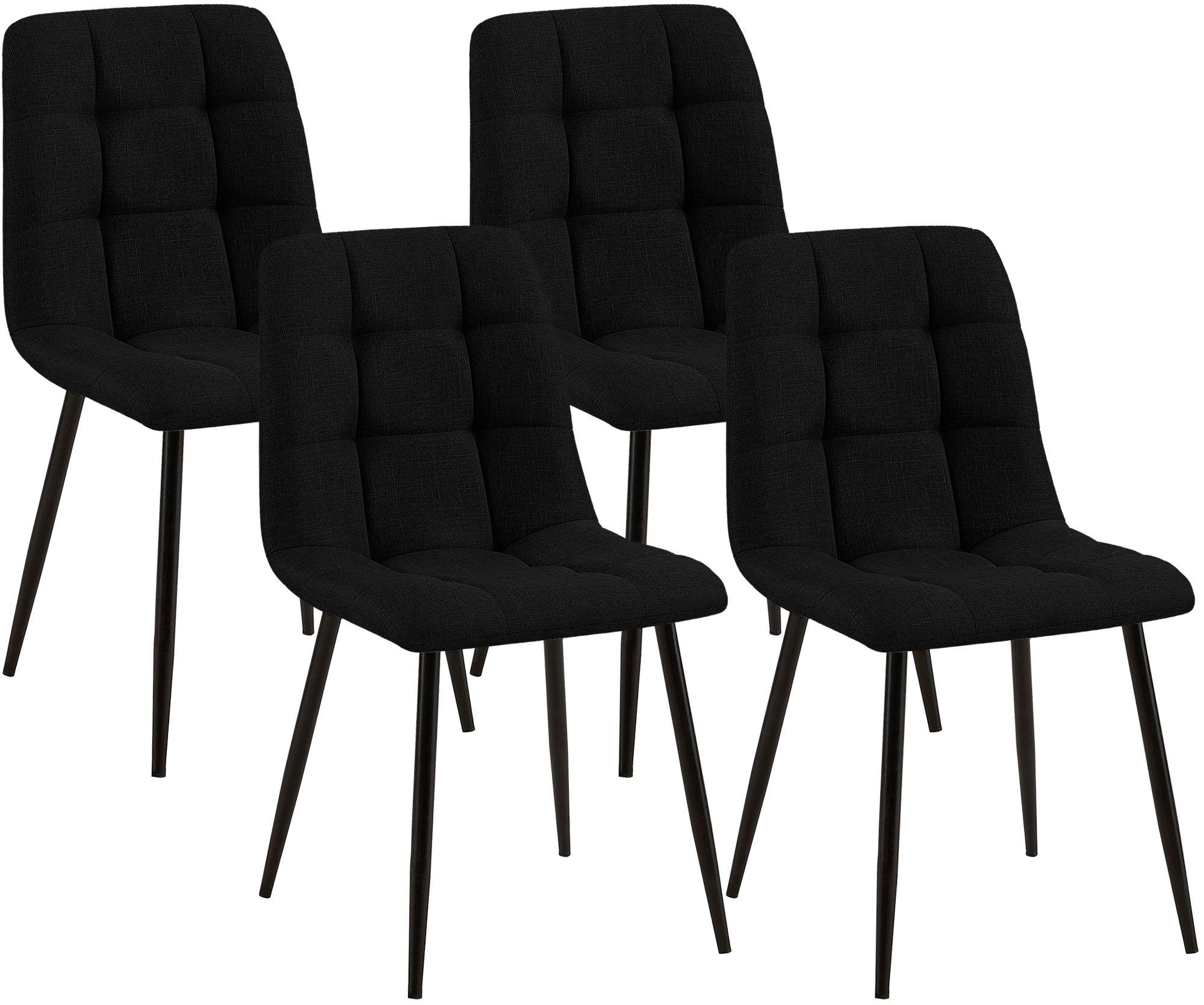 STUHL 4er Set Stoff Schwarz - Schwarz, Textil/Metall (45/84/55cm) - CLP