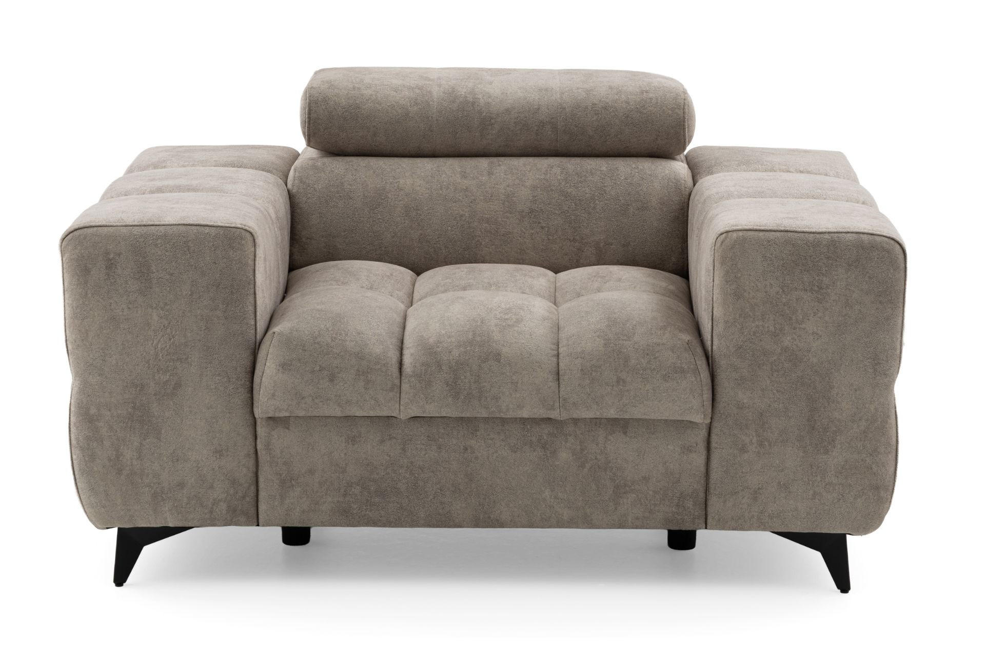 SESSEL PUDDING mit verstellbare Kopfstütze Velours Beige - Beige/Schwarz, Holz/Textil (140/93/100cm) - Muffo