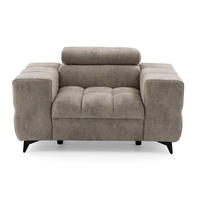 SESSEL PUDDING mit verstellbare Kopfstütze Velours Beige - Beige/Schwarz, Holz/Textil (140/93/100cm) - Muffo