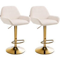 BARHOCKER 2er Set Prag Gold Samt creme - Goldfarben/Creme, Textil/Metall (51/109/52cm) - TPFLiving