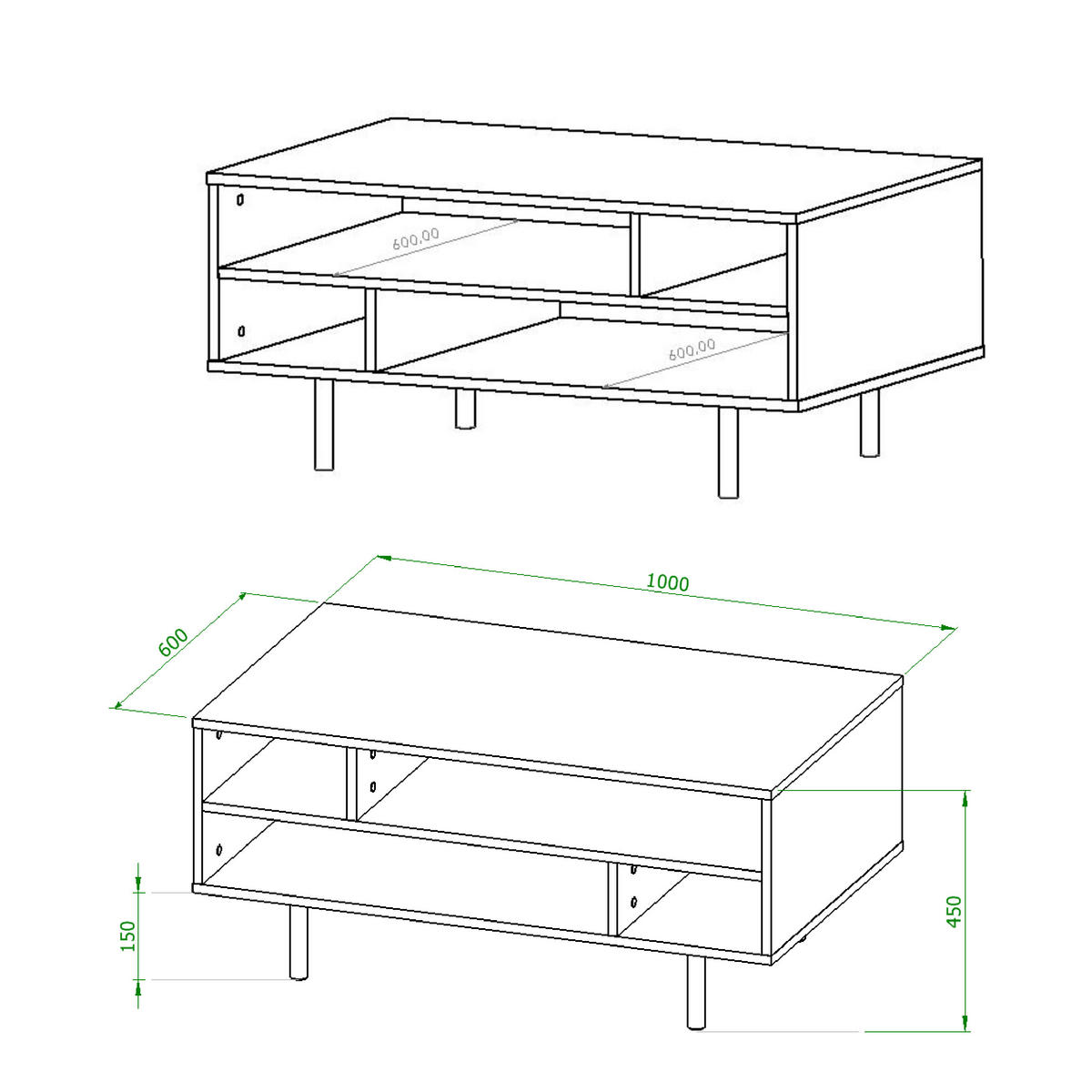 COUCHTISCH Bianco Kaschmir - Kaschmir, Holzwerkstoff (60/100/45cm) - Bettso