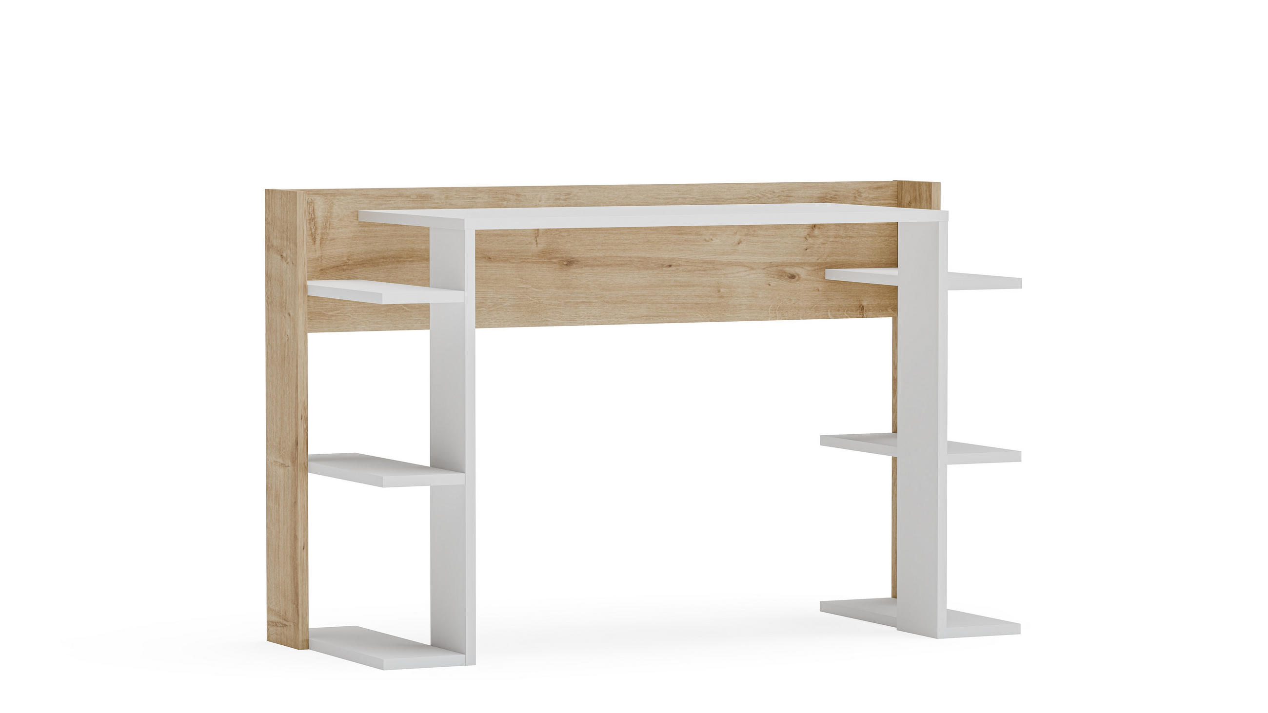 COMPUTERTISCH Cınar Weiss Eiche - Eichefarben/Weiß, Holzwerkstoff (122.6/45/77cm) - Decorotika