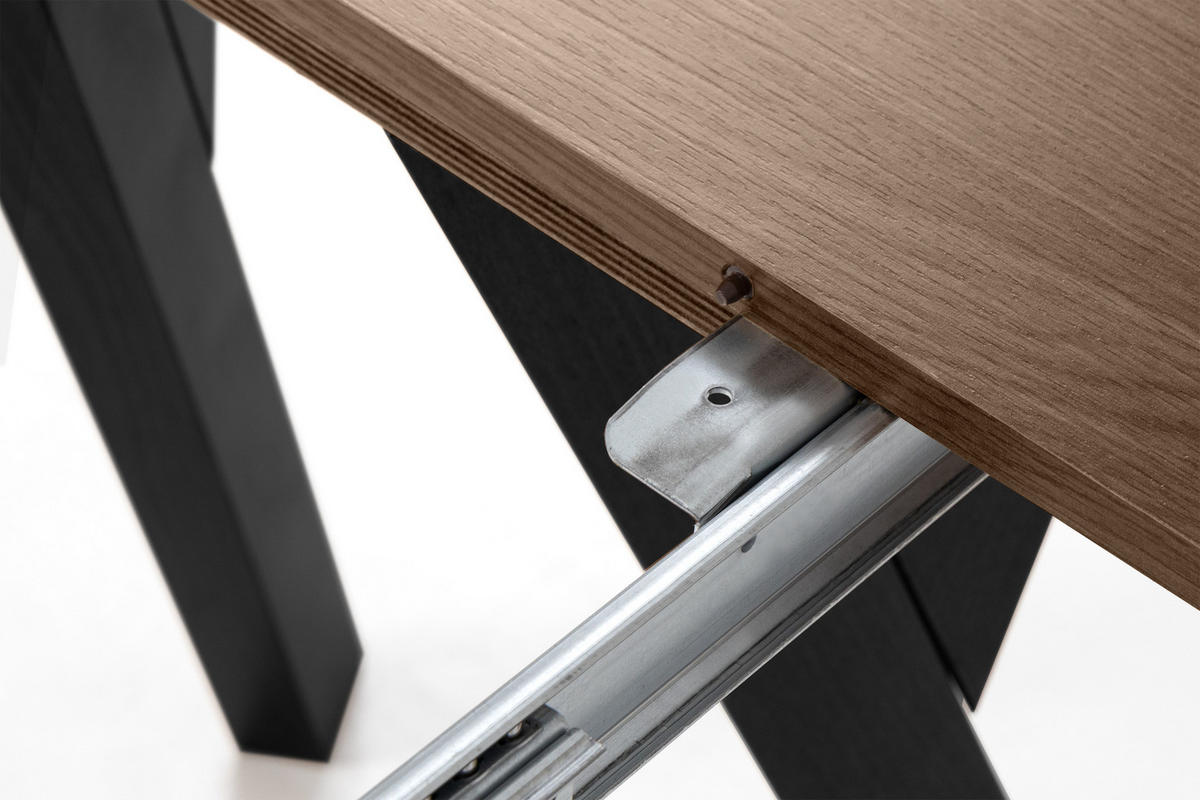 ESSTISCH INDAGA Ausziehbar 100-140cm Rund, lefkas/schwarz - Schwarz/Braun, Holz (100/140/75cm) - KONSIMO®
