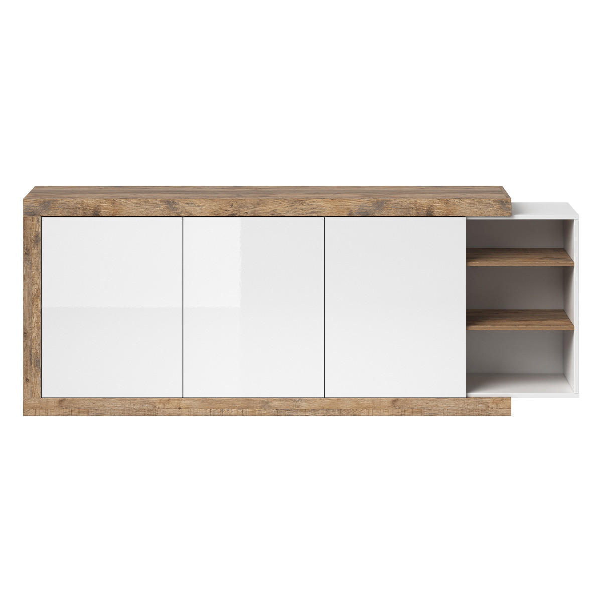 SIDEBOARD Azior Weiß und Holz - Weiß, Holzwerkstoff (220/85.7/40cm) - Petits-meubles