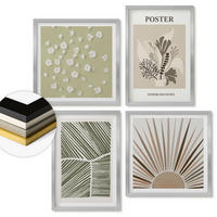 WANDBILDER 4er Set - 50x50 cm & 40x60 cm Silberner Rahmen - Pflanzenmotive in gedeckten Farben - Silberfarben, Kunststoff (50/50cm) - ArtPrintCave
