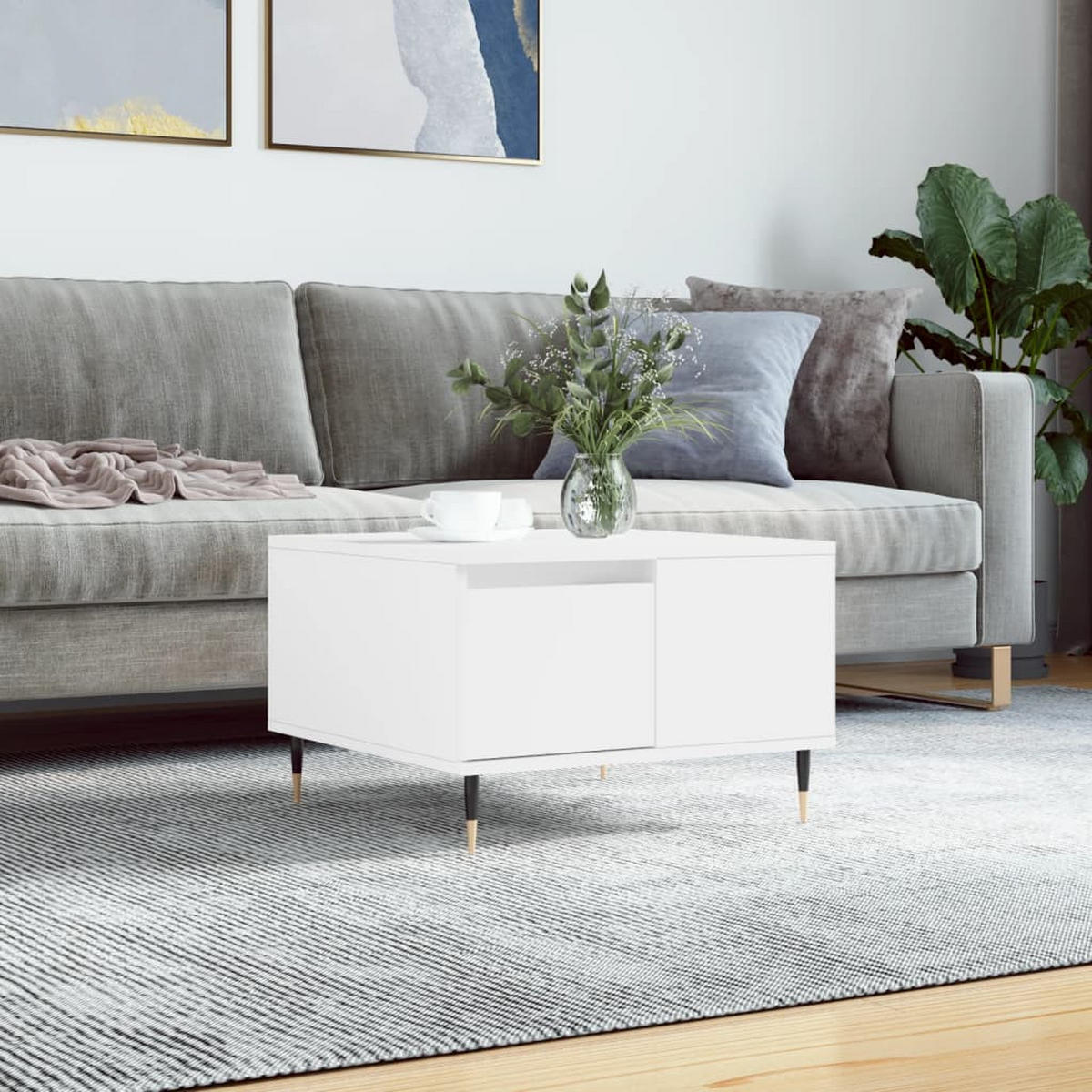 COUCHTISCH Weiß 55x55x36,5 cm Holzwerkstoff - Weiß, Holzwerkstoff (55/55/36.5cm) - furnicato