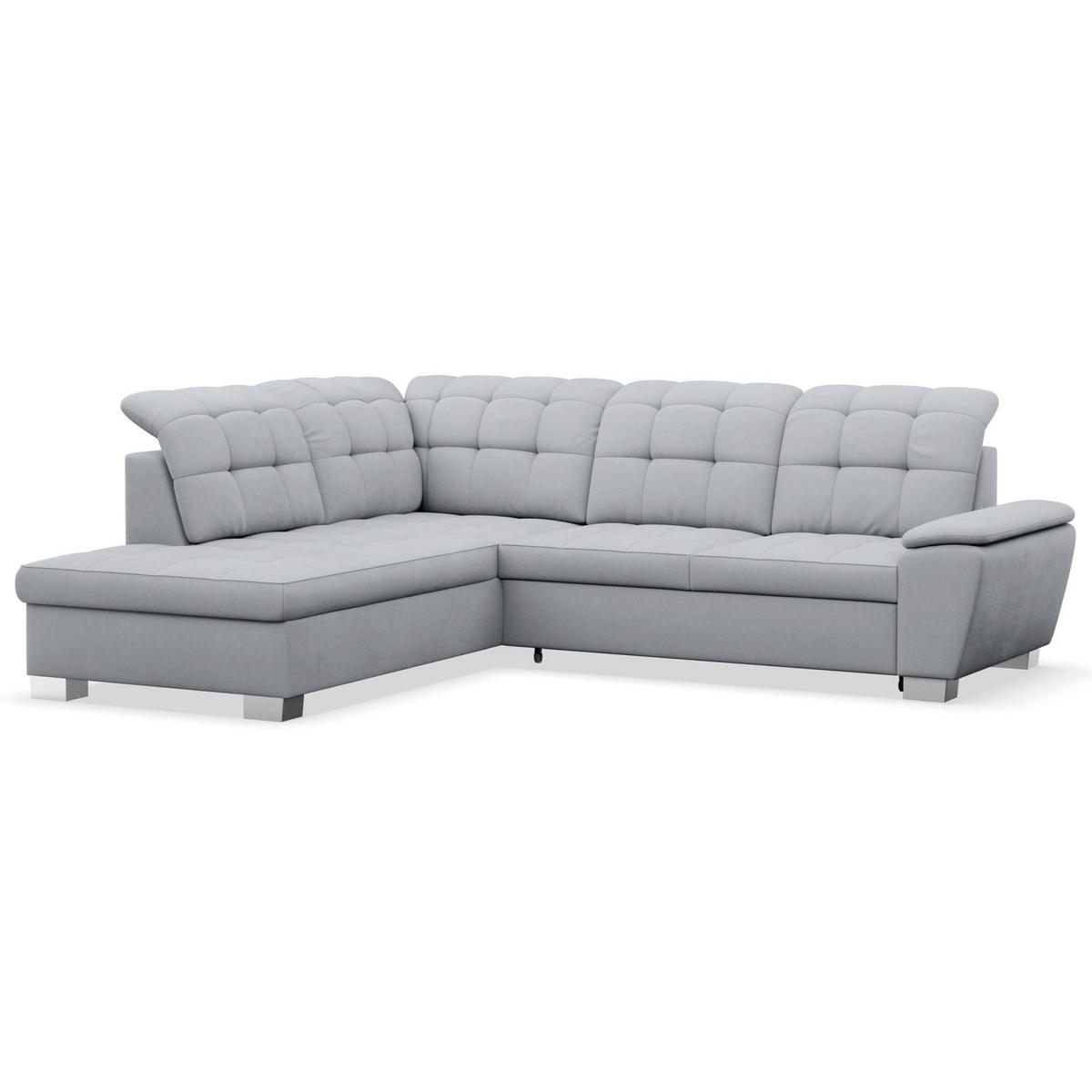 ECKSOFA Jamaal Hellgrau linksseitig - Hellgrau/Schwarz, Textil (258/212cm) - Selsey