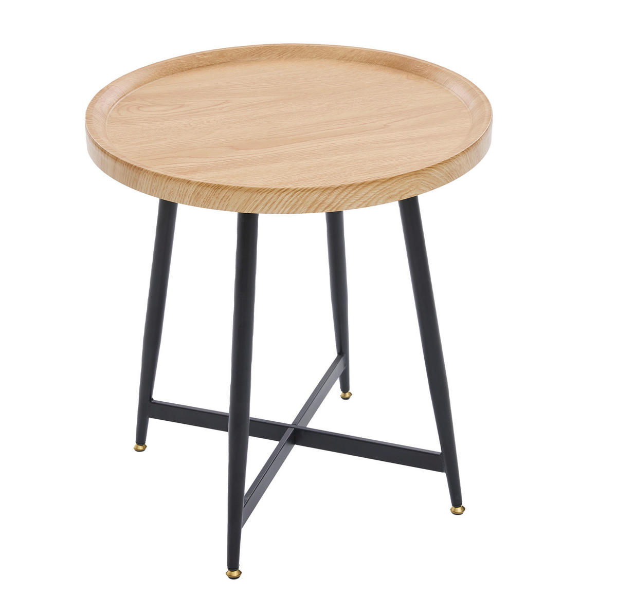 BEISTELLTISCH 55/H 60 cm in Naturholz-Optik mit schwarzem Metallgestell - Naturfarben, Holzwerkstoff (55/55/60cm) - BEAOK