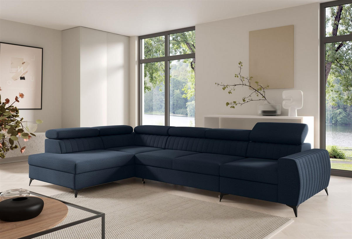 ECKSOFA Toronto Xl - Blau, Holzwerkstoff/Textil (340/200cm) - Fun Möbel