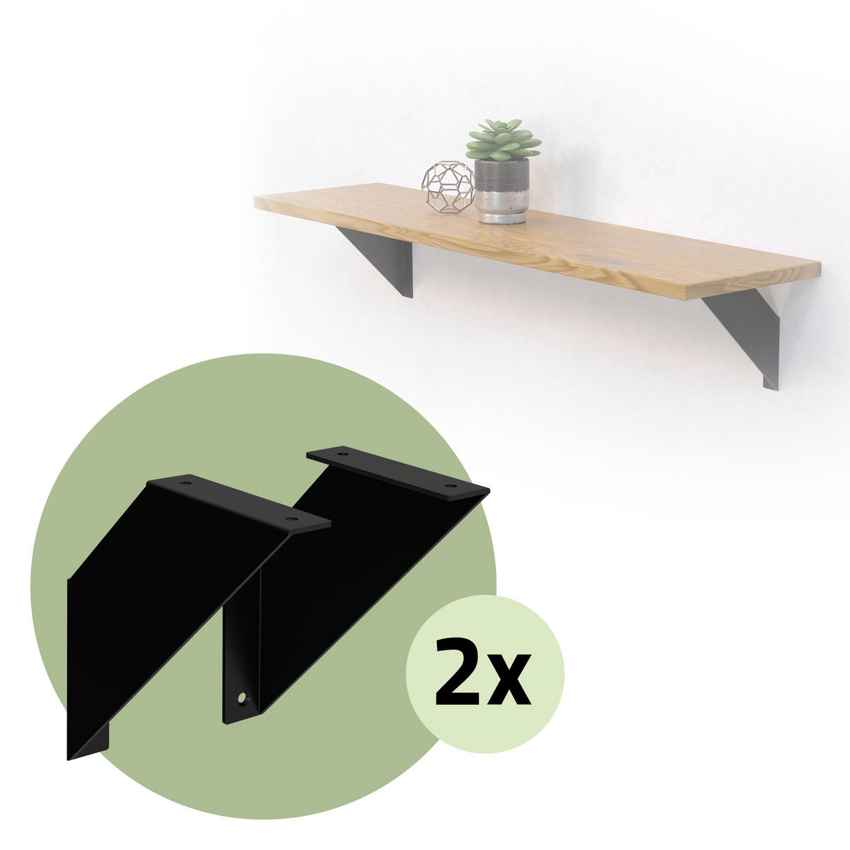 REGALHALTERUNG 2er Set - Schwarz, Metall (20/20/3cm) - ML-DESIGN