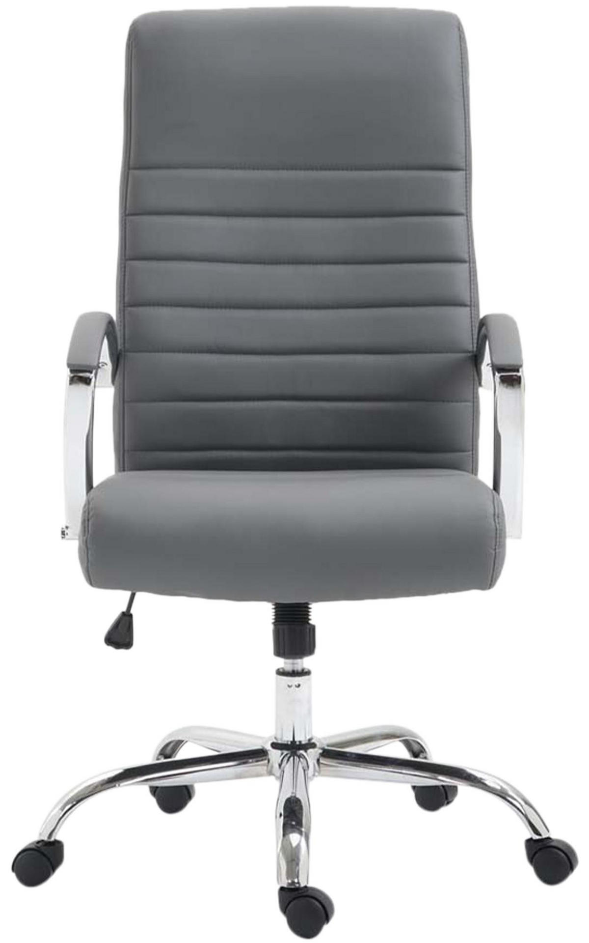 CHEFSESSEL Lederlook Grau - Chromfarben/Grau, Textil/Metall (60/110/68cm) - CLP