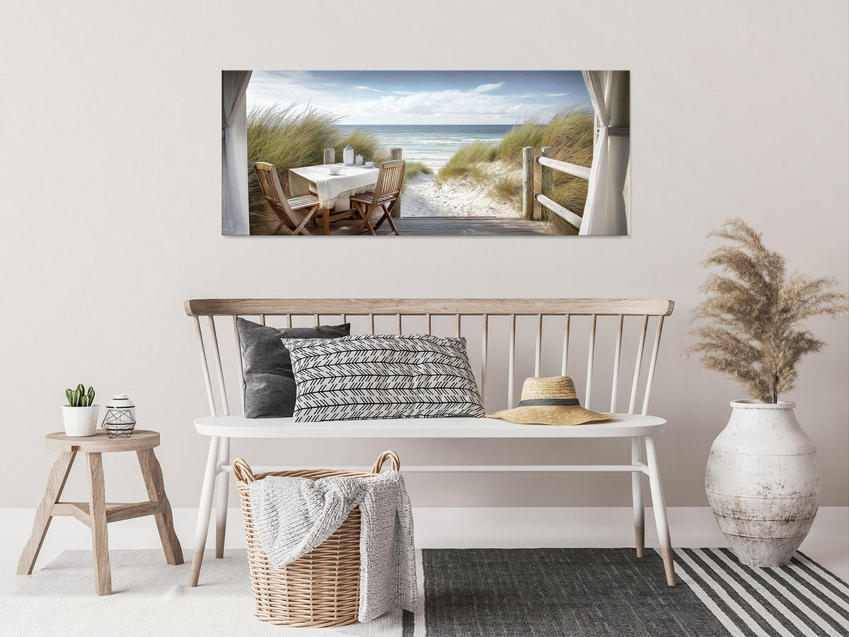 GLASBILD 125x50 cm Strand maritim - Beige, Glas (125/50cm) - artissimo