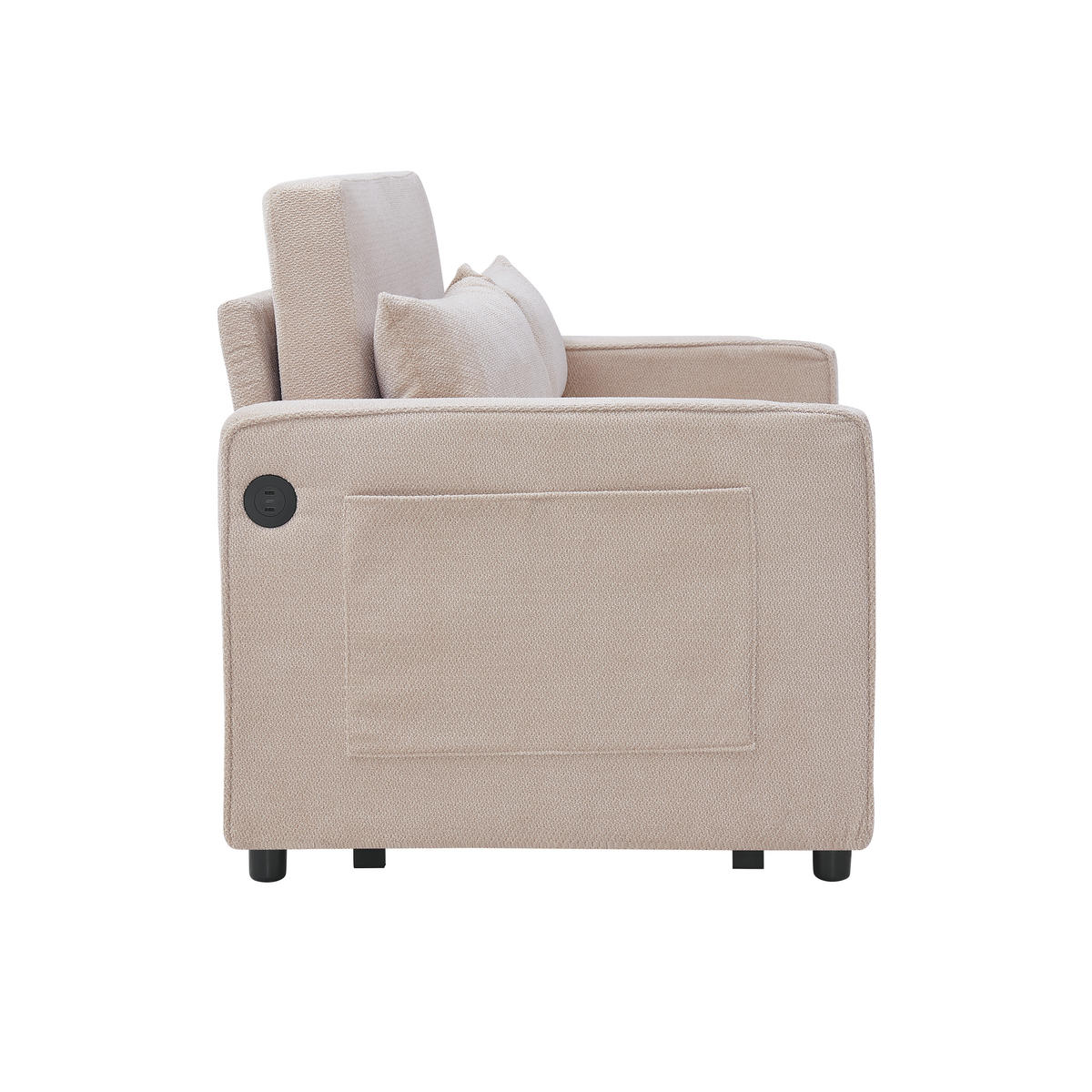 SCHLAFSOFA 134/82/73 cm Beige mit USB Charging und Aufbewahrungstasche - Beige, Textil (134/73/195cm) - Oxeza