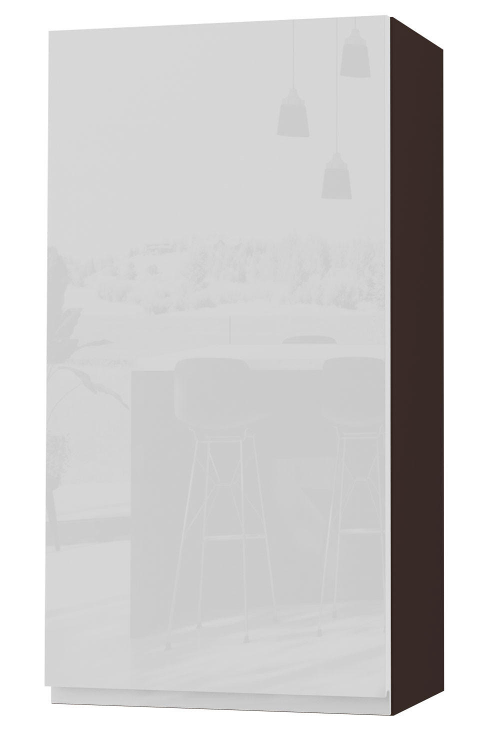 HÄNGESCHRANK Florence W4/50 Lava / RAL 9003 signalweiß HG 50 / 32,5 / 96cm - Türanschlag links - Dunkelgrau/Weiß Hochglanz, Holz/Holzwerkstoff (50/96/32.5cm) - Feldmann-Wohnen