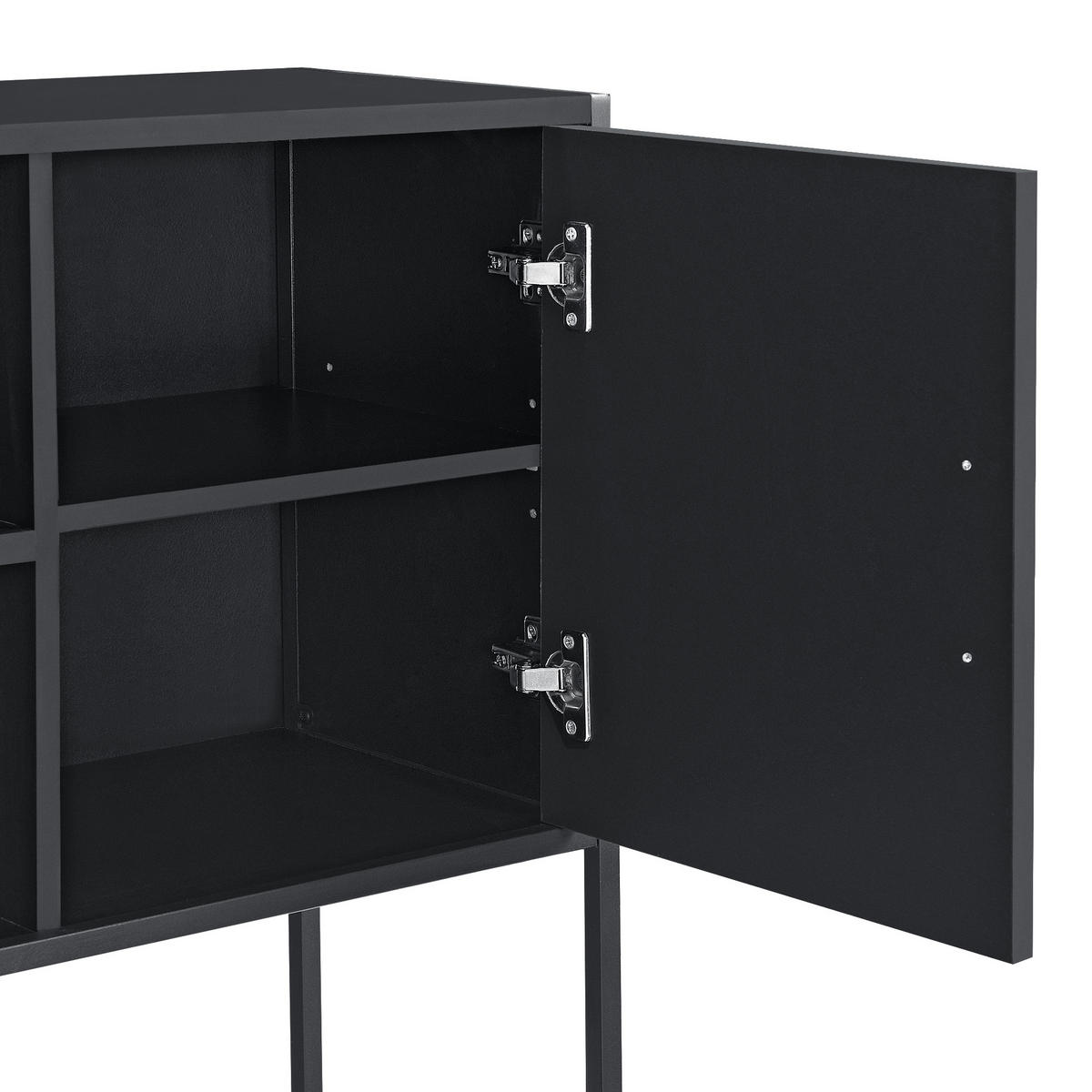 SIDEBOARD Motala - Schwarz, Holzwerkstoff/Metall (108.5/90/30cm) - [en.casa]