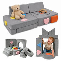 SPIELSOFA Anthrazit modular 18-tlg.-Set Schaumstoff - Grau, Kunststoff/Textil (130/40/65cm) - Relaxdays