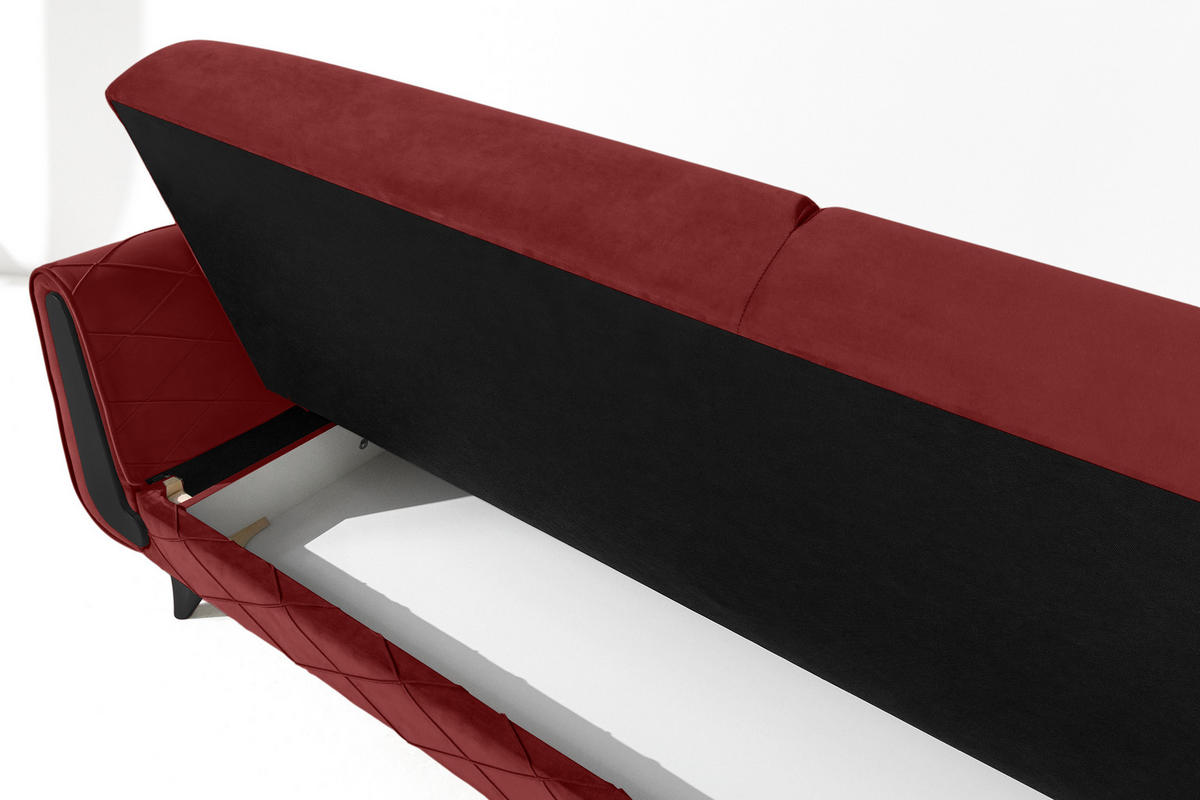 3-SITZER-SOFA GUSTAVO III Sofa 3 Velours, Bordeaux - Bordeaux, Holz/Holzwerkstoff (230/98/98cm) - KONSIMO®