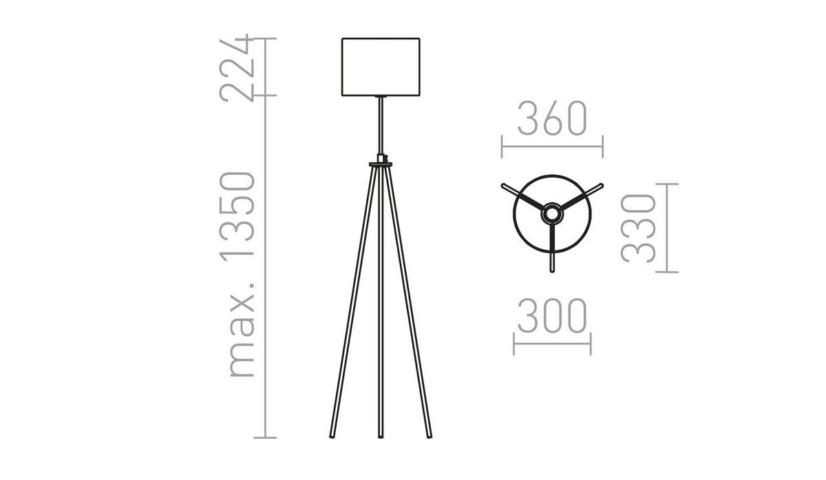 STEHLEUCHTE GARDETTE Schwarz 15 W - Schwarz, Metall (25/25/160cm) - Rendl