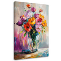 LEINWANDBILD Blumenstrauß in einer Vase - Multicolor, Textil (80/120cm) - Feeby