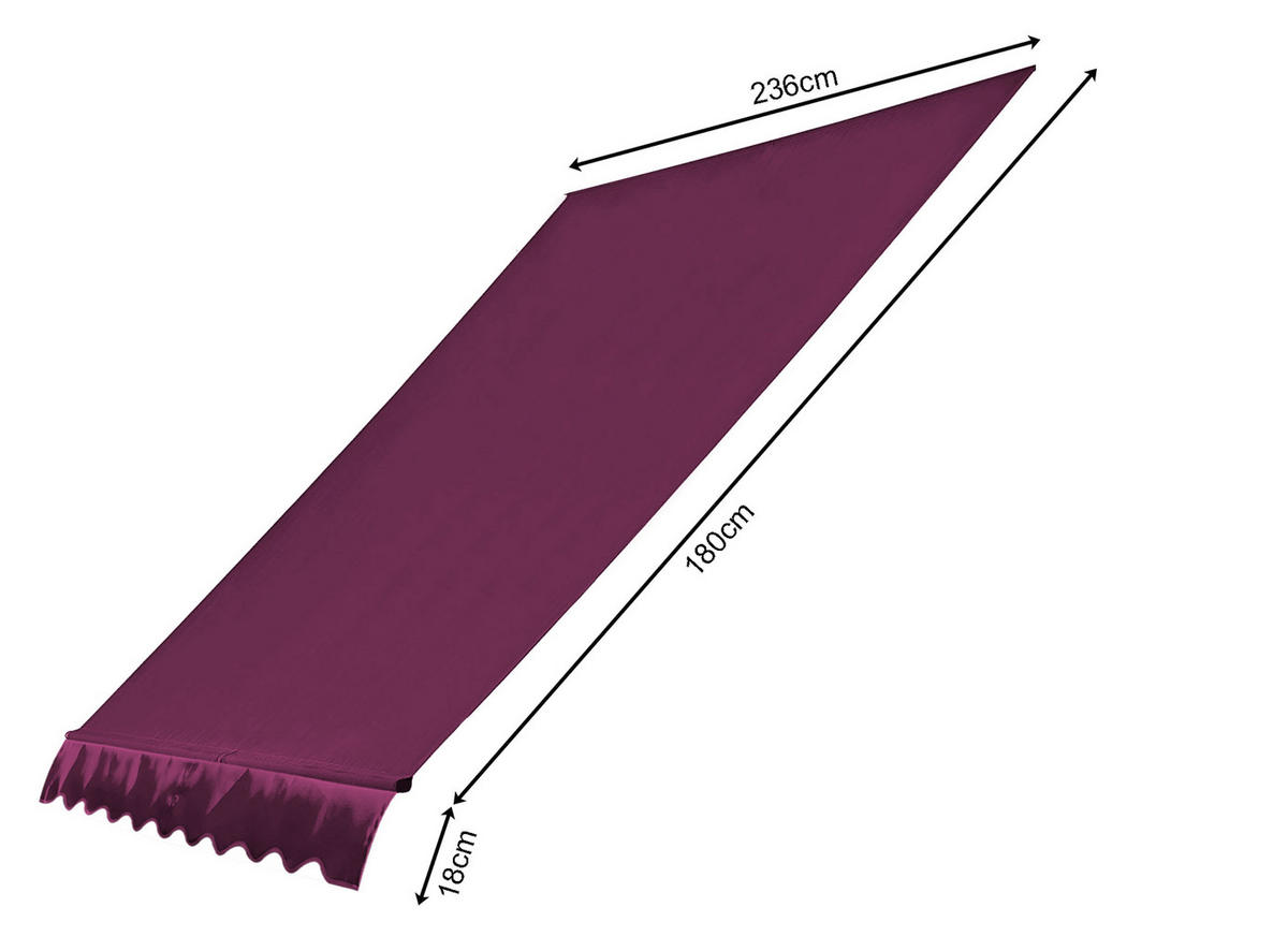 ERSATZDACH für Klemmmarkise 250/130 cm Bordeaux - Bordeaux, Textil (250/1/130cm) - QUICK STAR