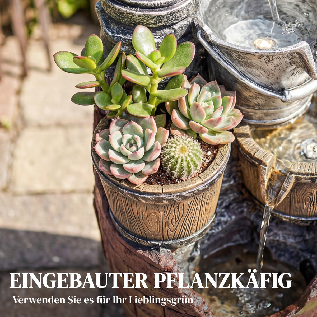 GARTENBRUNNEN Harz Rustikal Braun - Braun, Kunststoff (34/31/76cm) - Outsunny